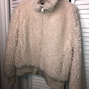 Zara cream teddy bomber jacket